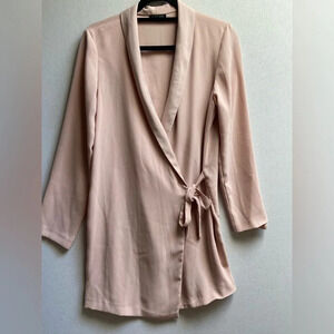 Topshop Blush Pink Wrap Blazer Dress Longline Light Jacket Size US 6